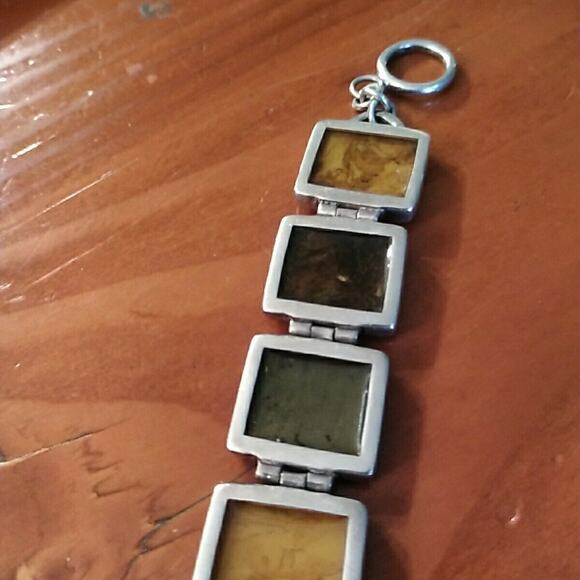 Silpada Sterling Silver Pyrite Bronzite Jasper Bracelet Retired! $179 - Picture 9 of 10